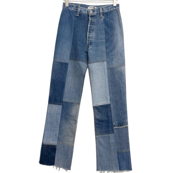 NWT Re/Done X Levi’s Amina Muaddi Patchwork Jean Indigo Size 26 - Picture 6 of 16